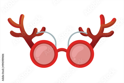 Red Reindeer Antler Glasses Festive Party Accessory on White Background