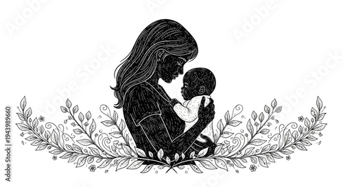 Mother holding baby close lovingly tight.