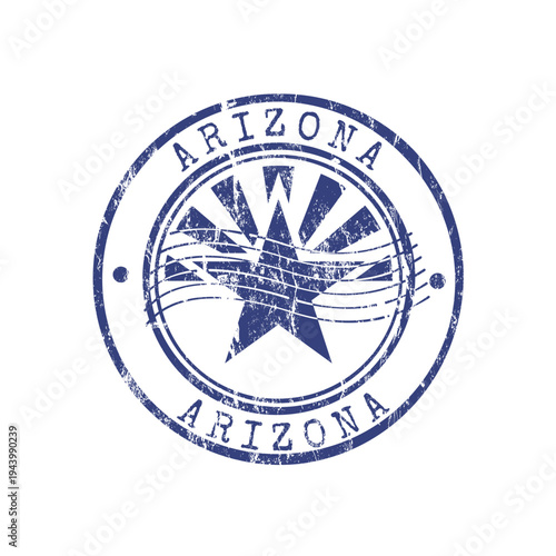 Arizona rubber blue stamp with grunge effect, vector illustration
