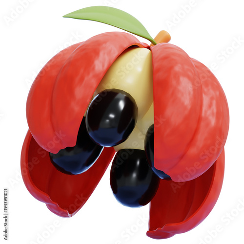 PNG 3D Ackee Illustration Isolated on a Transparent Background