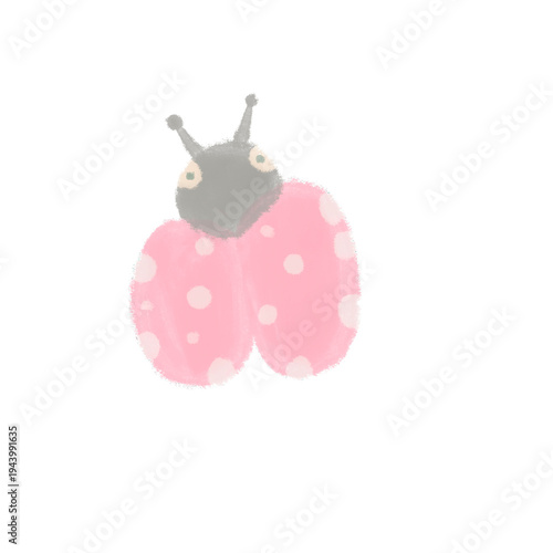 Cute cartoon ladybug with pink spotted wings and small antenna isolated on dark background representing insect nature and playful children illustration