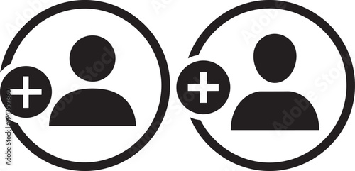 Add User Icon: Silhouette with Plus Sign with Person Icon with User with Icon with Profile with Account with Contact with Silhouette with Vector with Illustration