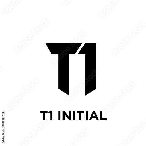 Geometric T1 Initial Letter Logo Design Concept on White Background