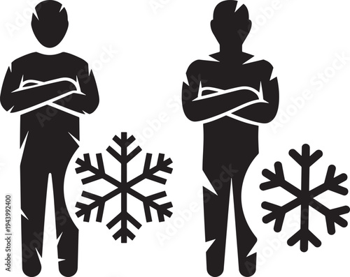 Man and Snowflake Icon, Cold Weather Concept, Cold, Snowflake, Icon, Winter, Weather, Freeze, Temperature, Silhouette, Vector, Illustration, Design, Graphic