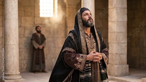 Pharisee standing tall avoiding the tax collector