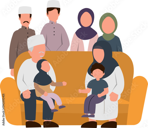 Big Muslim Gathering At Home Celebrating Eid Al-Fitr 