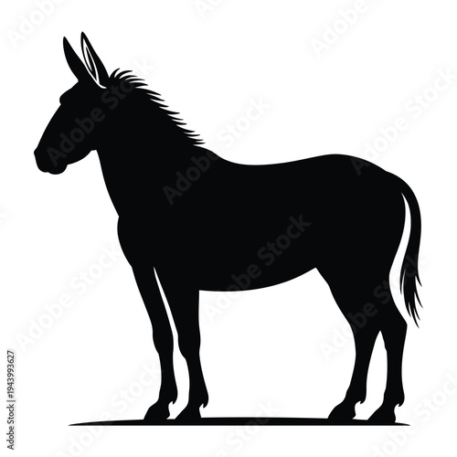 Mule standing side view Vector, Silhouette, Illustration