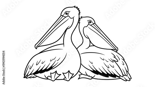 Pelican Portrait Outline: Graceful line drawing of a pelican, embodying simplicity and elegance in nature illustration.