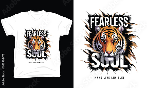 Fearless tiger soul illustration vector for t-shirt design