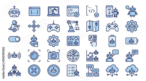 Pipeline Maintenance and Industrial Inspection Icon Set featuring Pipe Repair Oil Gas Water Infrastructure Engineering Valves Pressure Gauges Welders Technicians Diagnostic Tools Sensors Robots
