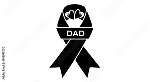 Black Dad Ribbon Logo Symbol.