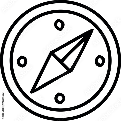 Navigation Compass Line Icon – Travel Direction Vector