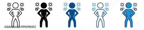 Angry icon set in multiple style collection