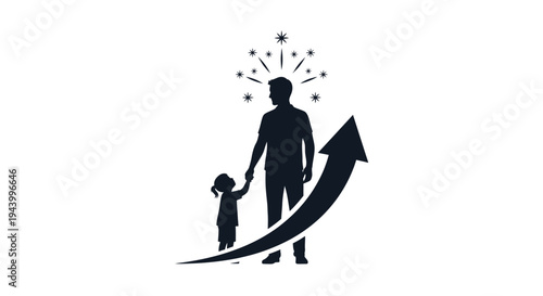 Father and child holding hands.