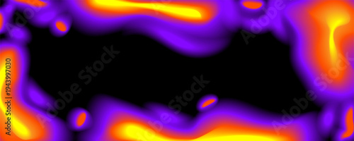 Heat map horizontal background. Abstract thermal gradient with cold and hot distribution. Glowing neon spectrum frame showing RGB hues. Vector illustration