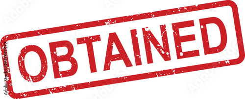 A distinct red grunge rubber stamp prominently features the word OBTAINED, signifying acquisition or successful retrieval