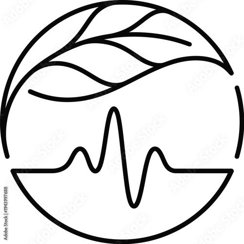 Eco wellness concept with sustainable health icon of earth showing a heartbeat line drawing