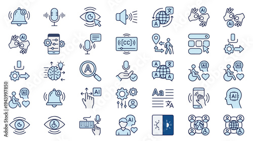 Autonomous Driving Technology Icon Set Self-Driving Car Sensor System LiDAR Radar Camera Navigation AI Automotive Intelligence Smart City Traffic Management ADAS Vehicle Tracking Telemetry Interface