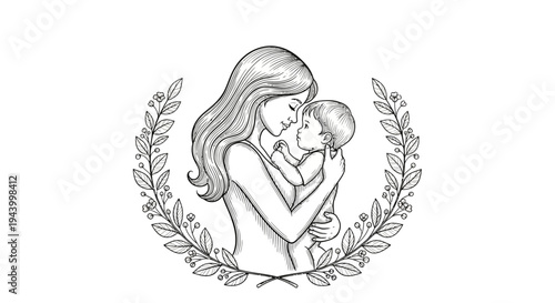 Mother Holding Baby in Her Arms.