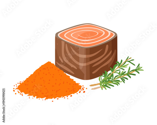 Gourmet meat terrine with herb garnish and red spice for traditional French cuisine and luxury catering event - Vector Illustration