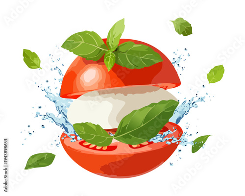 Gourmet shrimp cocktail with citrus garnish and herb for elegant seafood appetizer and luxury party menu - Vector Illustration