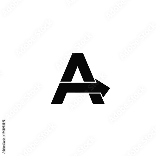 Black Letter A Logo with Integrated Arrow Design Symbolizing Progress and Forward Movement