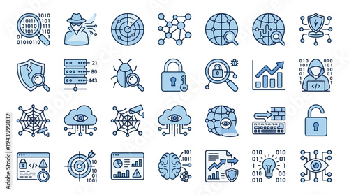 Fleet Management and Logistics Icons Set for ELD Compliance, Trucking Operations, Driver Safety, Transportation Tracking, Maintenance, Fuel Management, DVIR Checklist, Hours of Service, Data Analytics