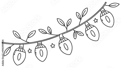 Festive string lights with leaves and stars, perfect for holiday decorations and celebrations.