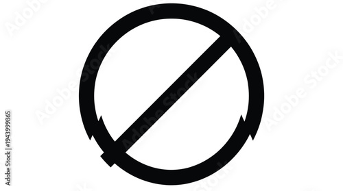 Black circle with diagonal line vector illustration on white background