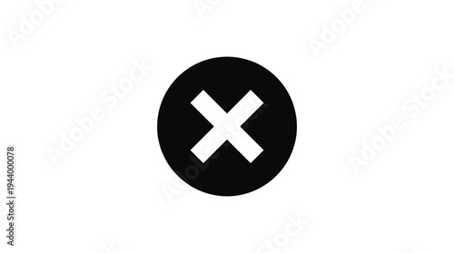 Black and White Cross Mark Circle Icon