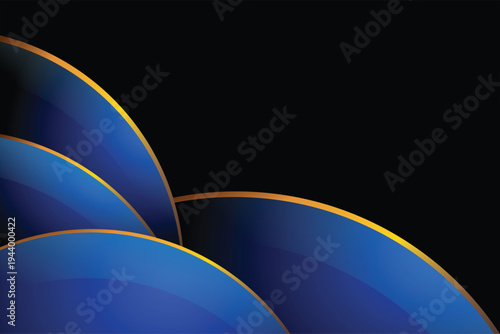 A blue and gold abstract design with a black background