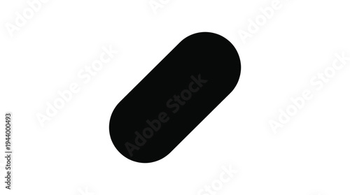 Black Rounded Rectangle Shape Isolated on White Background Vector