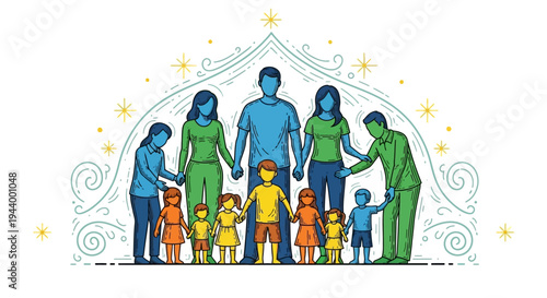 Diverse family with multiple generations together.