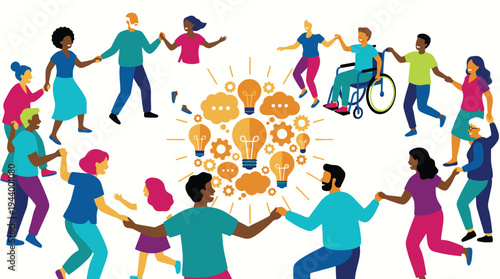 Diverse Group of People Dancing and Celebrating Together.