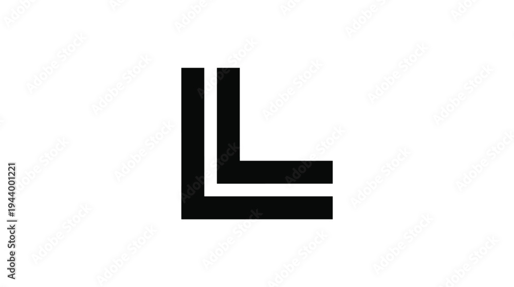 Fototapeta premium Black Double Line Letter L Minimalist Logo