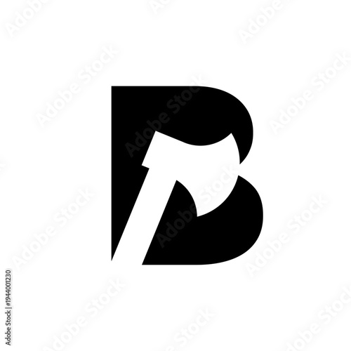 Letter B with Axe Logo Design Graphic Icon