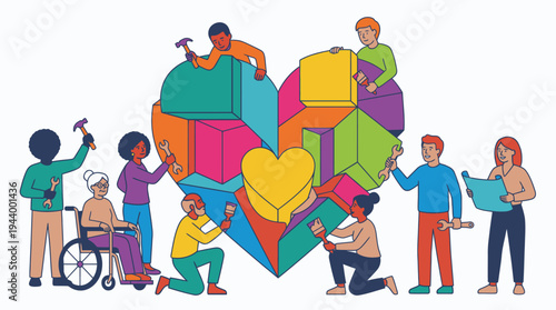 Diverse Group of People Supporting Heart Health.