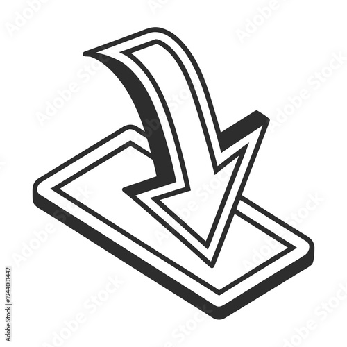 Vector illustration of a download arrow icon button symbol for web and computer interface