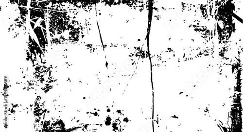 Texture grunge background with black scratches and marks on white surface featuring distressed, worn, vintage with