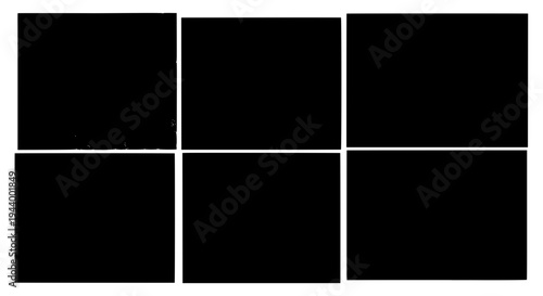 Squares black set with six identical rectangles on white background featuring rectangle shapes, graphic elements, basic