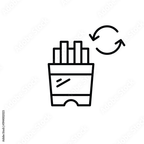 French fries and renew arrows. Food delivery update, takeaway menu refresh. Sustainable ingredients. Pixel perfect, editable stroke vector icon