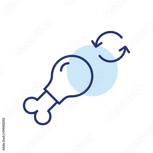 Chicken drumstick and renew arrows. Sustainable farming and groceries shelf life. Pixel perfect, editable stroke vector icon