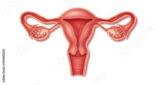 Human female reproductive system anatomy with ovaries and fallopian tubes uterus cervix