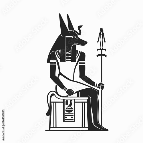 Ancient egyptian god anubis graphic illustration isolated on white background