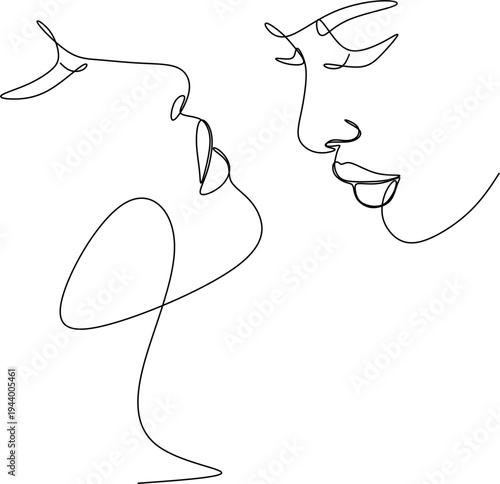 Set of continuous line drawings portrait of beautiful woman face. Skin care concept for young female models.