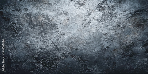 A weathered gray concrete wall features a rough vintage grunge metal texture with a dirty aged pattern on its old stone surface backdrop