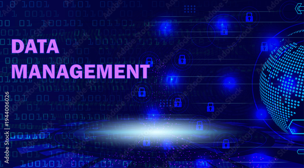 Obraz premium Data Management Security Technology Abstract Background for Global Network and Corporate Presentation