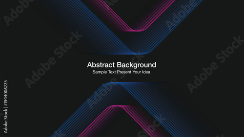 Modern dark vector abstract background featuring glowing pink and blue lines fading to background. Ideal for gaming, technology, music events, website banner, cover page, and digital presentation.