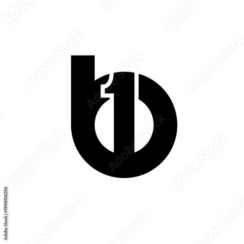 Minimalist Abstract Letter B and Number 1 Logo Design