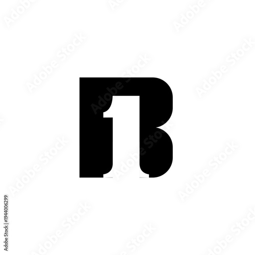 B1 Letter and Number Logo Design with Negative Space Concept in Black and White